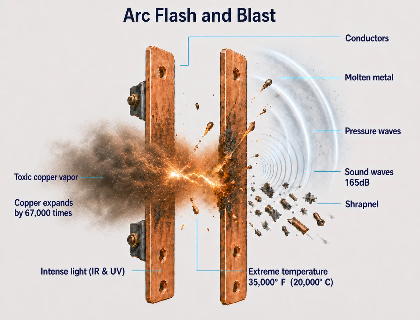 Arc flash and blast effects diagram